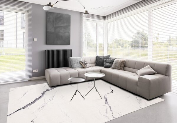 Krémovobiely vlnený koberec 200x300 cm Marble – Agnella