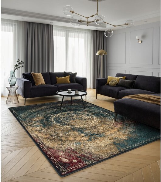 Vlnený koberec v petrolejovomodrej farbe 133x180 cm Ann – Agnella