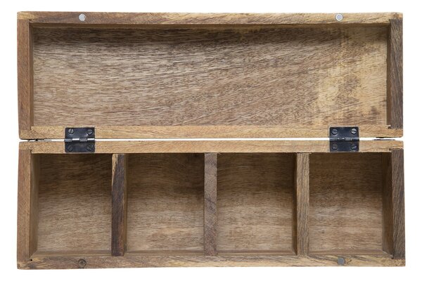 Drevený organizér na čaj Mango Wood, 32x10x9,5 cm
