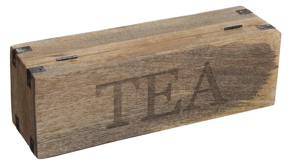 Drevený organizér na čaj Mango Wood, 32x10x9,5 cm