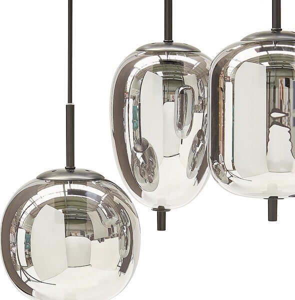 Závesná lampa polopriehľadná dymový efekt strieborná sklenené tienidlá železo 7 svetiel moderný dizajn doplnky obývacia izba