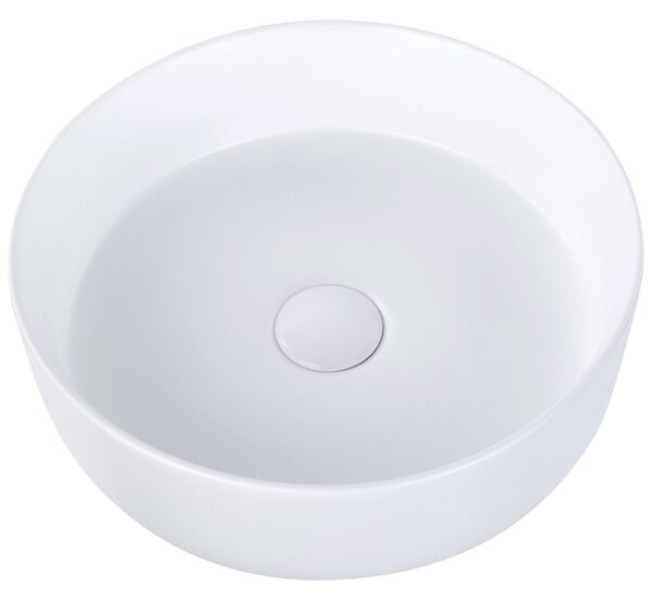 Kúpeľňové umývadlo na dosku biele keramické okrúhle ⌀ 36 cm moderná kúpeľňa