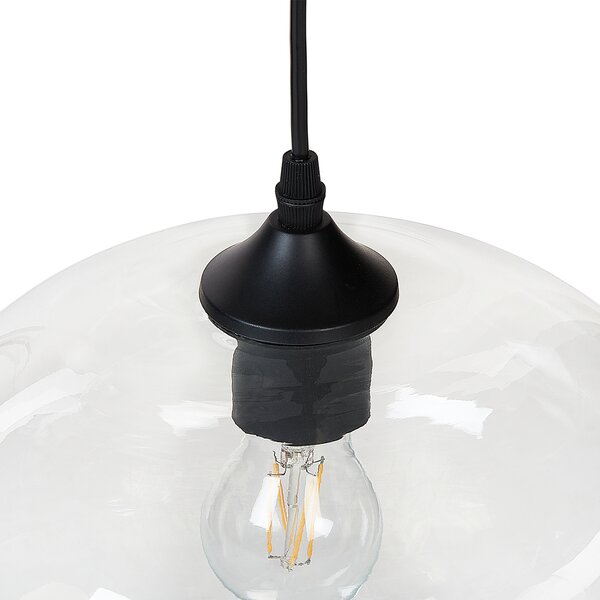 Závesná lampa priehľadná sklenené tienidlá čierna železo 6 svetiel moderný dizajn doplnky obývacia izba