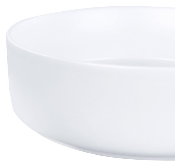 Kúpeľňové umývadlo na dosku biele keramické okrúhle ⌀ 36 cm moderná kúpeľňa