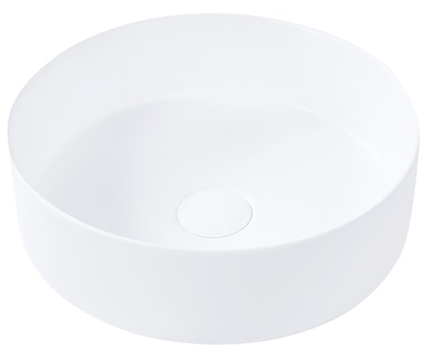 Kúpeľňové umývadlo na dosku biele keramické okrúhle ⌀ 36 cm moderná kúpeľňa