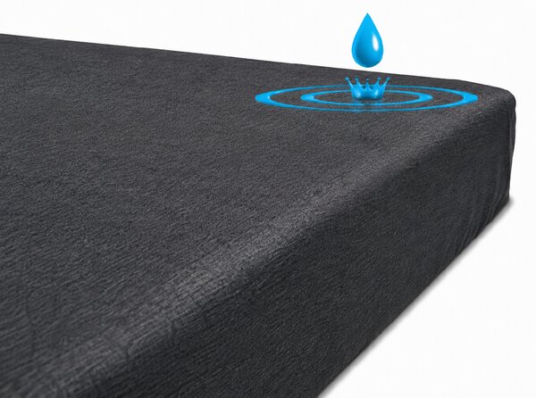 Didatex Jersey nepremokavá Tmavosivá napínacia plachta Rozmer: 90x200 cm