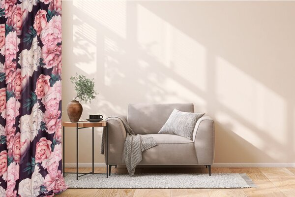 Záves s riasiacou páskou PEONY VELVET DARK 140x270 cm