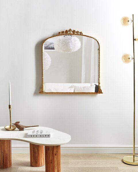 Nástenné zrkadlo zlaté kovové 71 x 71 cm na stenu dekoratívne glamour štýl závesné zrkadlo
