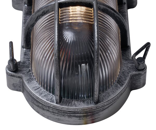 Vonkajšia nástenná lampa strieborná oválna IP44 - Noutica