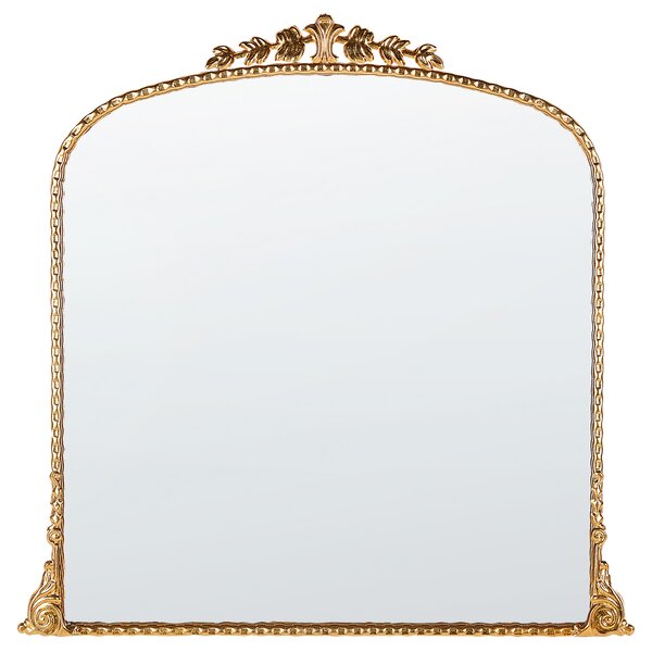 Nástenné zrkadlo zlaté kovové 71 x 71 cm na stenu dekoratívne glamour štýl závesné zrkadlo