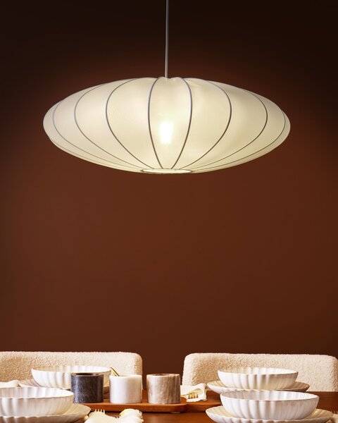Závesná lampa biela nylon látkové tienidlo osvetlenie moderný štýl obývacia izba