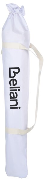 Záhradný slnečník biely polyester tyč z bukového dreva ⌀ 150 cm okrúhly nastaviteľný UV odolný retro štýl exteriér