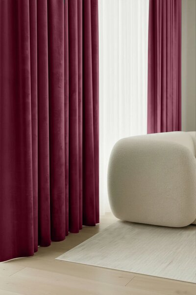 Velúrový záves SOFT VELVET bordový na riasiacu pásku Rozmer: 140x270 cm