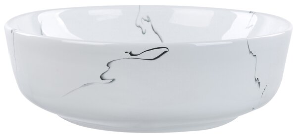 Kúpeľňové umývadlo na dosku biele keramické mramorový efekt okrúhle 42 cm glamour štýl