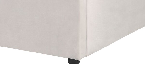 Posteľ s úložným priestorom krémová biela zamatové čalúnenie 160 x 200 cm klasické čelo drevené lamely spálňa