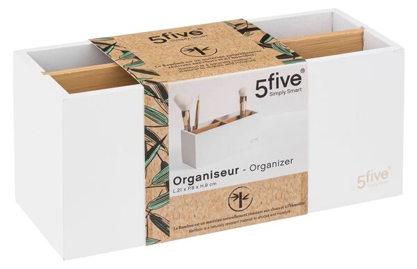 Kozmetický organizér Natureo 4, biela/s drevenými prvkami