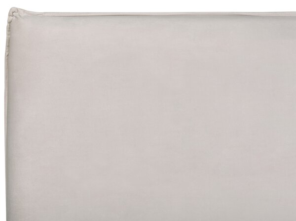 Posteľ s úložným priestorom krémová biela zamatové čalúnenie 160 x 200 cm klasické čelo drevené lamely spálňa