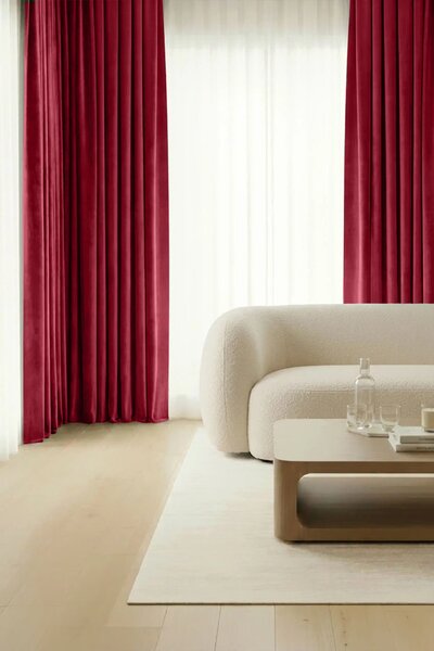 Velúrový záves SOFT VELVET červený na riasiacu pásku Rozmer: 140x300 cm