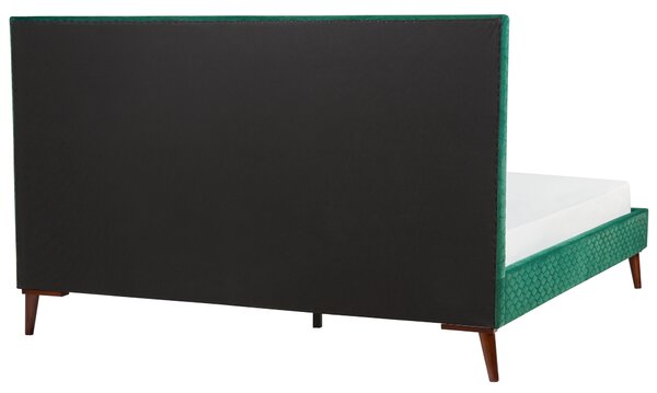 Posteľ zelená zamatová 180 x 200 cm čalúnený rám postele s čelom moderný štýl spálňa