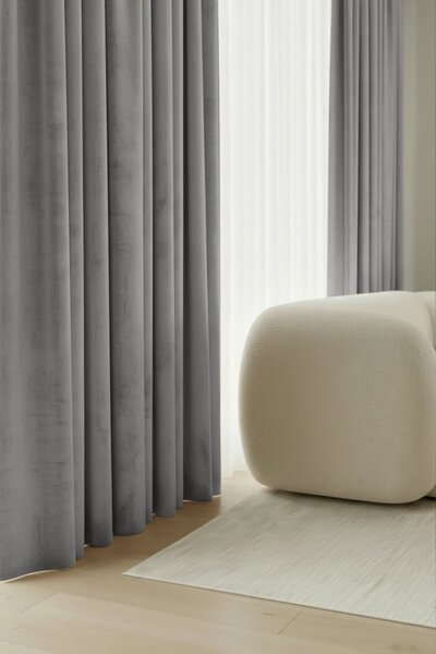 Velúrový záves SOFT VELVET sivý Rozmer: 140x300 cm