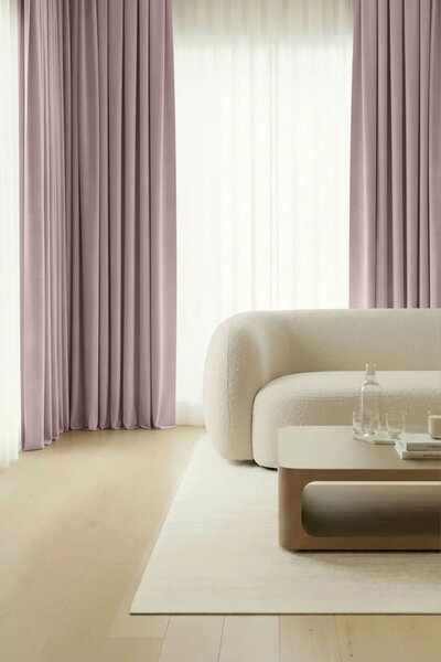 Velúrový záves SOFT VELVET púdrový na riasiacu pásku Rozmer: 140x270 cm