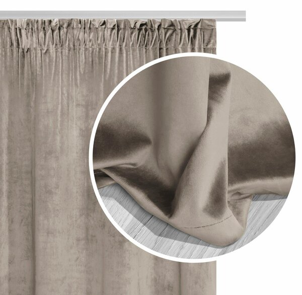 Velúrový záves SOFT VELVET tmavobéžový na riasiacu pásku Rozmer: 140x300 cm