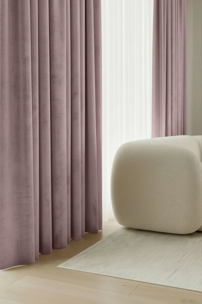 Velúrový záves SOFT VELVET púdrový na riasiacu pásku Rozmer: 140x270 cm