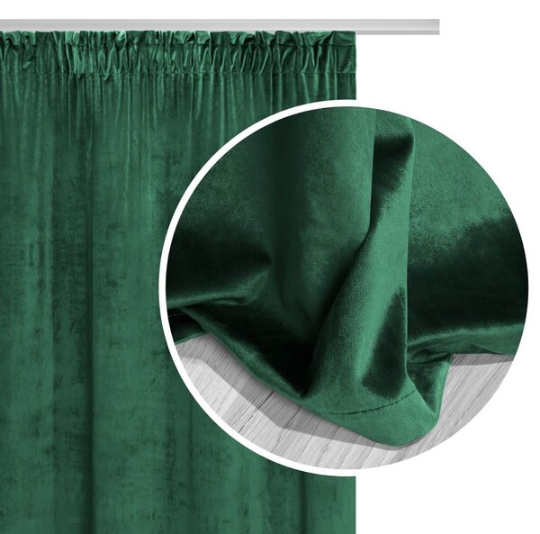 Velúrový záves SOFT VELVET fľašovo zelený na riasiacu pásku Rozmer: 140x270 cm