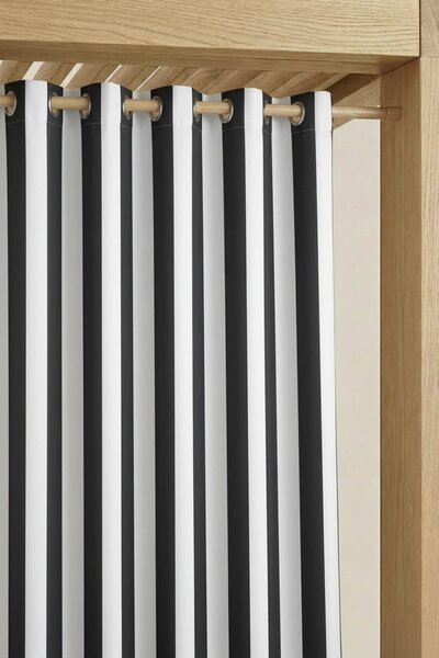 Záves s krúžkami TARAS STRIPES grafitový 140x220 cm