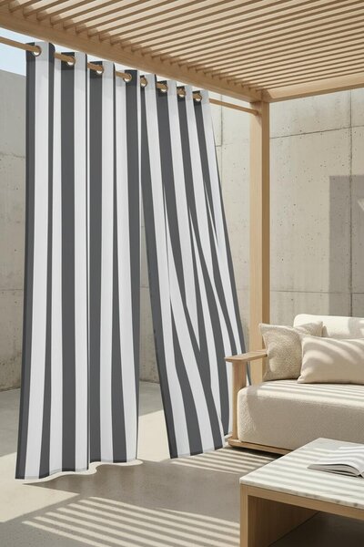 Záves s krúžkami TARAS STRIPES grafitový 140x220 cm