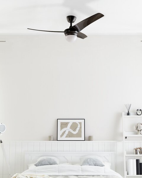 Stropný ventilátor so svetlom čierny syntetický materiál diaľkové ovládanie 6 možností rýchlosti 3 teploty svetla
