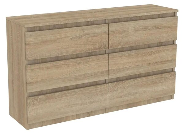 Komoda z dreva Sonoma, s zásuvkami, šírka 120 cm, 6 zásuviek, vhodná do spálne a obývačky. VÝROBCA