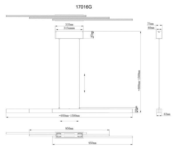 LED závesné svietidlo Ethan, mosadzné, 150 cm, výsuvné, Hnedá / staromosadz, Obývacia izba / jedáleň, Hliník, Moderný, Závesné svietidlo