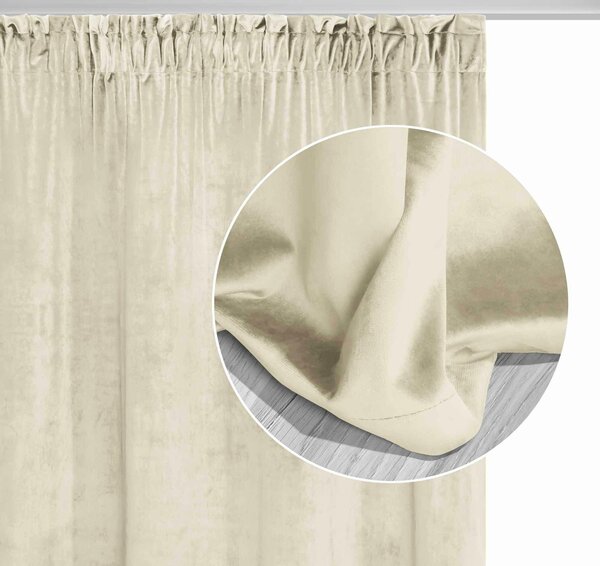 Velúrový záves SOFT VELVET krémový na riasiacu pásku Rozmer: 140x270 cm