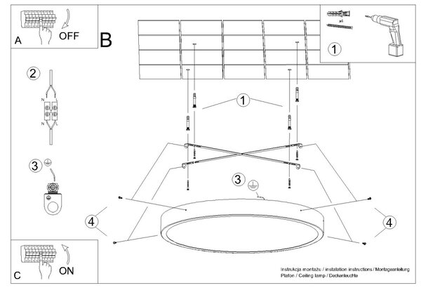 Stropné LED svietidlo Onyx 50, 1x LED 32w, 3000k, w