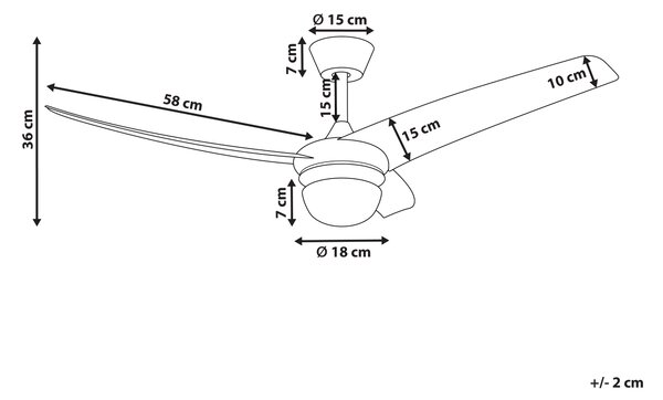 Stropný ventilátor so svetlom čierny syntetický materiál diaľkové ovládanie 6 možností rýchlosti 3 teploty svetla