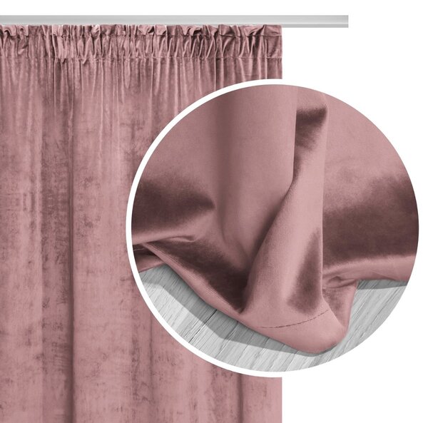 Velúrový záves SOFT VELVET púdrový na riasiacu pásku Rozmer: 140x270 cm