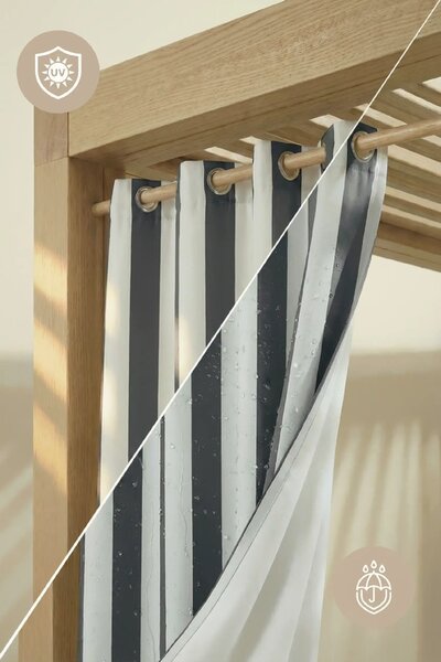 Záves s krúžkami TARAS STRIPES grafitový 140x220 cm