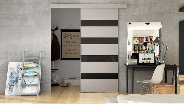 Mirjan24 Interiérové ​​posuvné dvere Melanie 80 V, Farby: biely / čierny lacobel 5902928700916