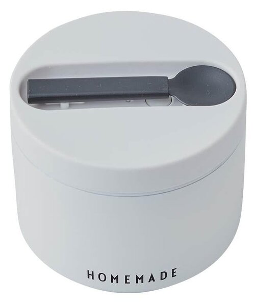 Biely desiatový termobox s lyžicou Design Letters Homemade, výška 9 cm