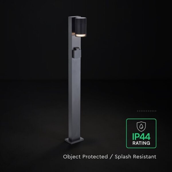 Vonkajšia lampa so zásuvkou SCHUKO 1xGU10/10W/230V IP44 80 cm čierna