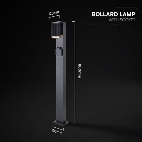 Vonkajšia lampa so zásuvkou SCHUKO 1xGU10/10W/230V IP44 80 cm čierna