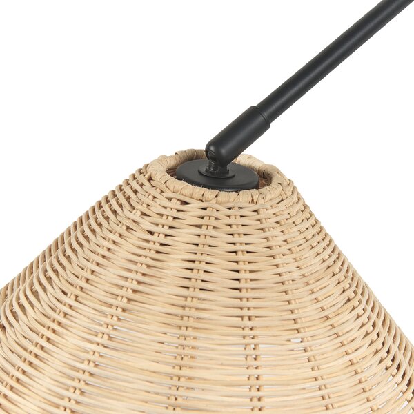 Nástenná lampa prírodný ratan 33 cm kužeľové tienidlo svetlo na nočný stolík spálňa obývacia izba boho rustikálny štýl