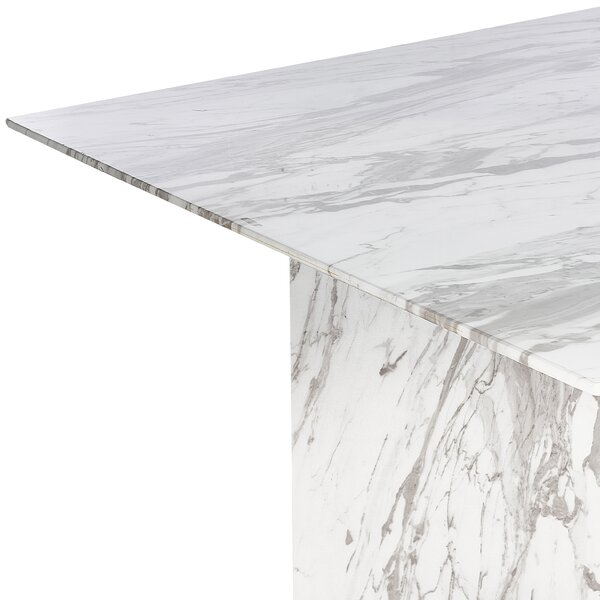 Jedálenský stôl biela a zlatá MDF sklo kov 100 x 200 cm mramorový vzhľad obdĺžnikový pre 8 osôb elegantný glamour dizajn