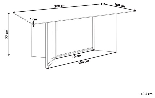 Jedálenský stôl biela a zlatá MDF sklo kov 100 x 200 cm mramorový vzhľad obdĺžnikový pre 8 osôb elegantný glamour dizajn