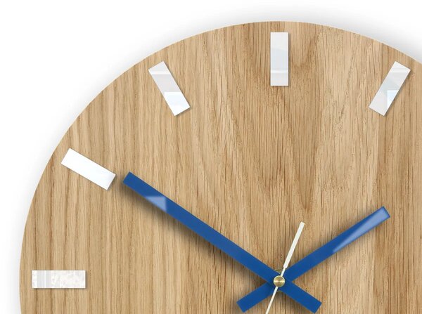 ModernClock Nástenné hodiny Simple Oak hnedo-modré