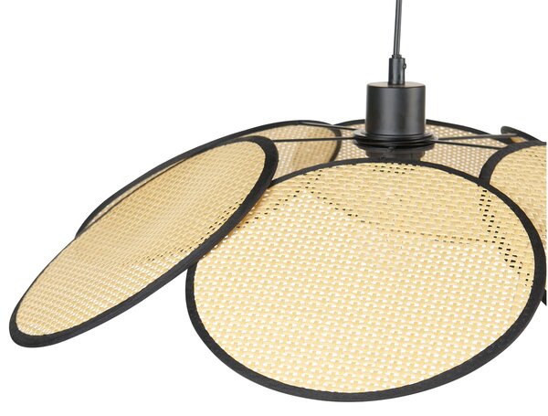 Závesná lampa prírodná a čierna kov železo papier ratanový efekt závesné svetlo boho tradičné osvetlenie obývacia izba jedáleň spálňa