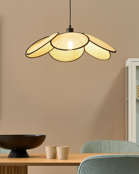 Závesná lampa prírodná a čierna kov železo papier ratanový efekt závesné svetlo boho tradičné osvetlenie obývacia izba jedáleň spálňa