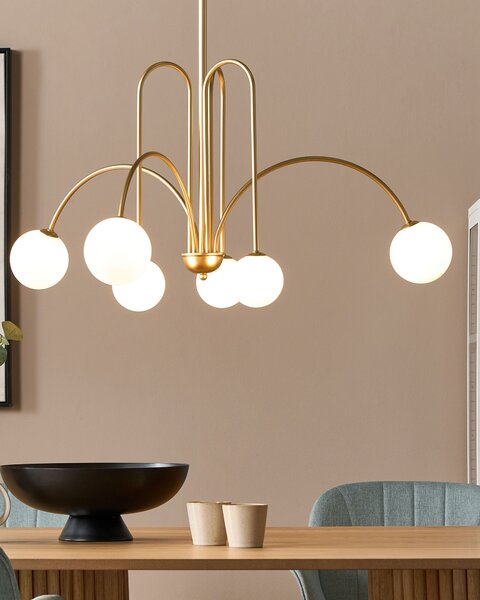 Luster závesná lampa zlatá kov železo závesné svetlo sklenené tienidlá okrúhly tvar moderné glamour osvetlenie