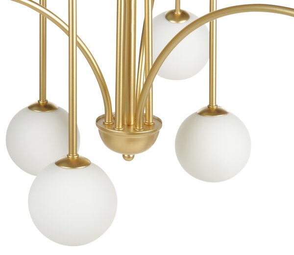 Luster závesná lampa zlatá kov železo závesné svetlo sklenené tienidlá okrúhly tvar moderné glamour osvetlenie